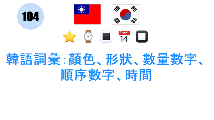 韓語詞彙：顏色、形狀、數量數字、順序數字、時間